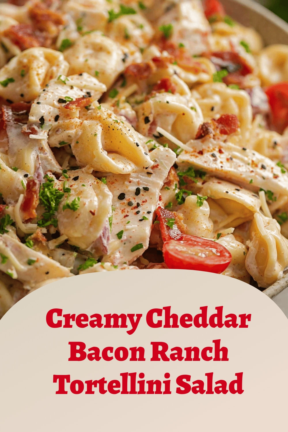 Creamy Cheddar Bacon Ranch Tortellini Salad