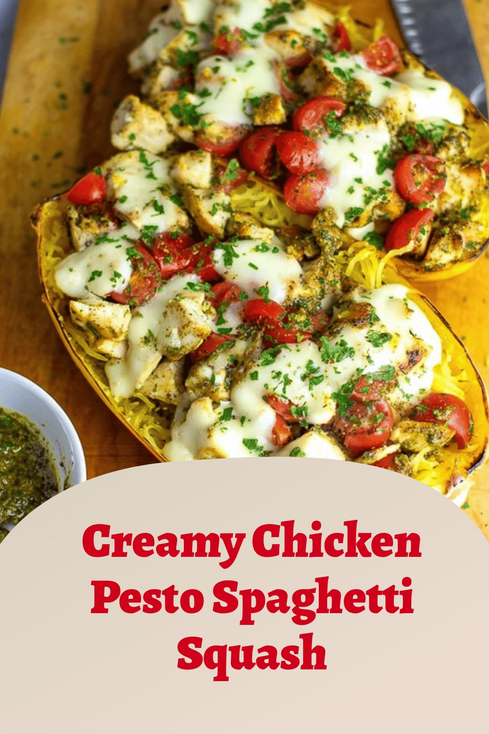 Creamy Chicken Pesto Spaghetti Squash