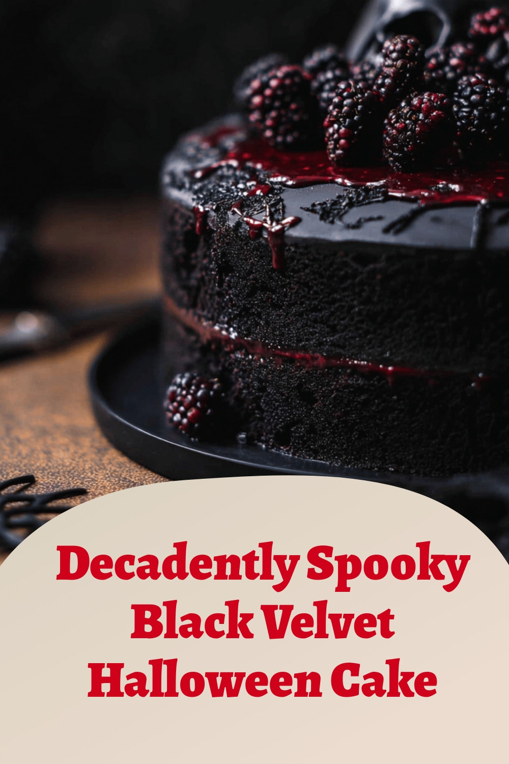 Decadently Spooky Black Velvet Halloween Cake